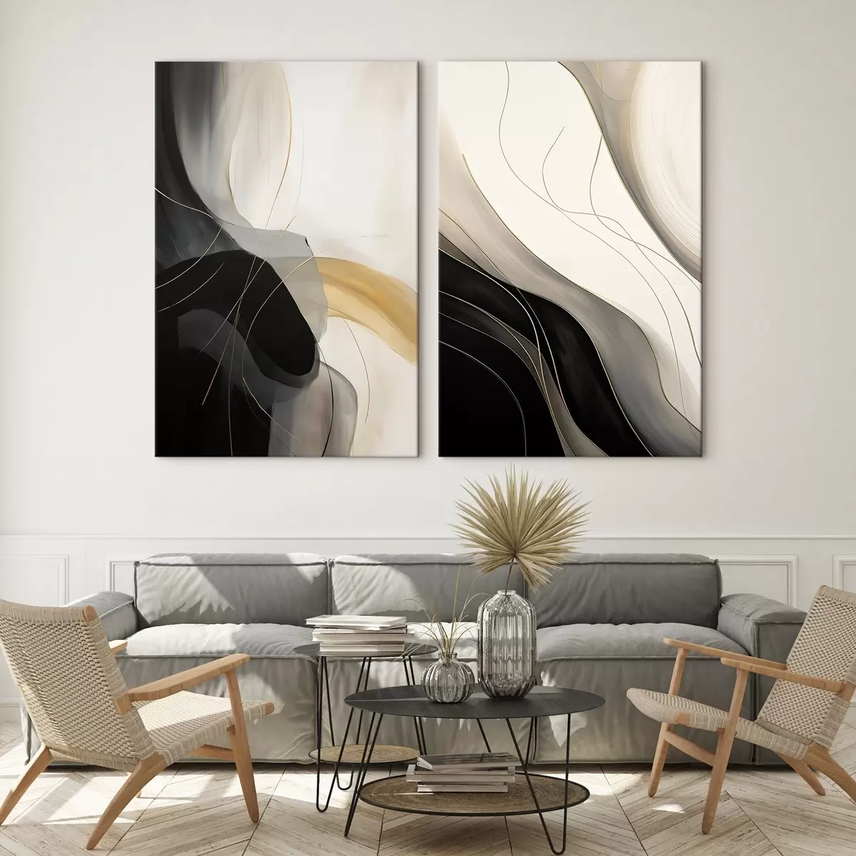 Fototapete Monochrome Kurven mit feinen Metallfäden m00972