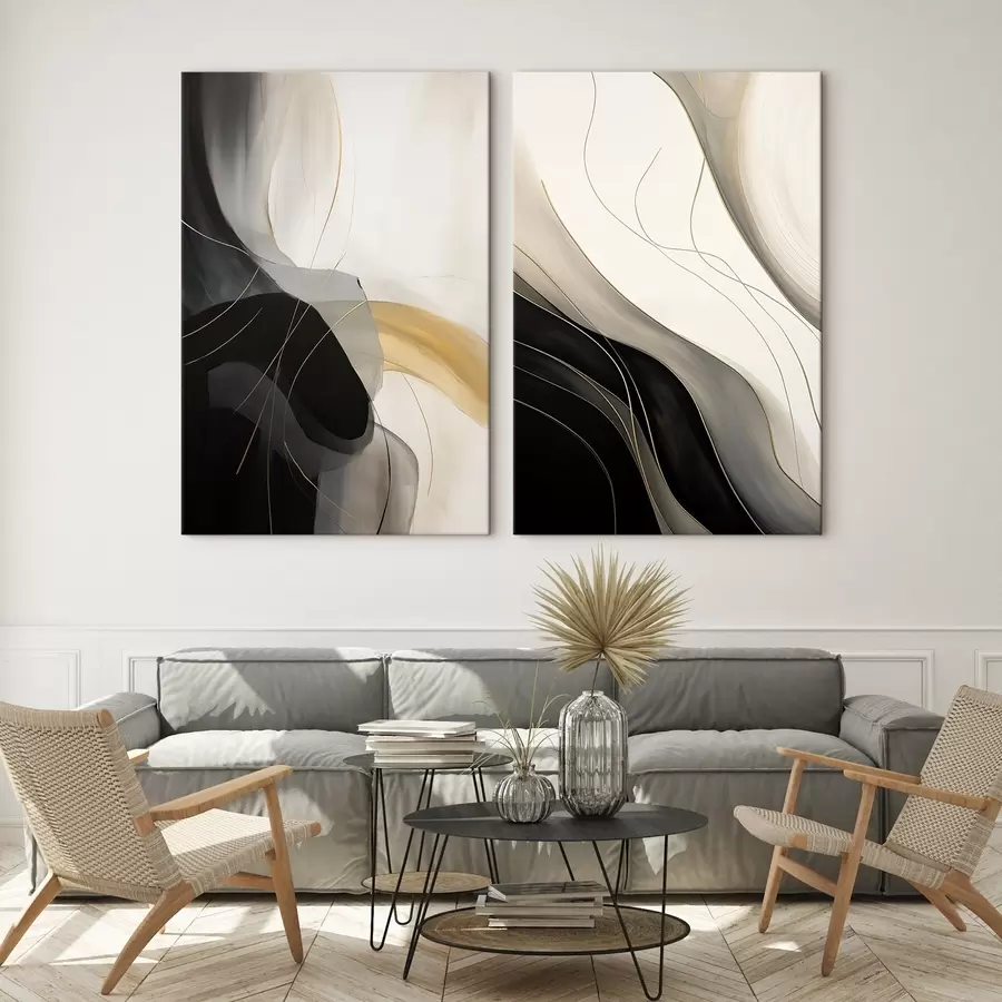 Fototapete Monochrome Kurven mit feinen Metallfäden m00972