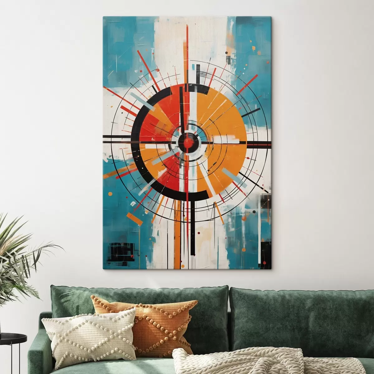 Fototapete Konzentrisches Ziel mit blaugrünen und orangefarbenen Segmenten s46486