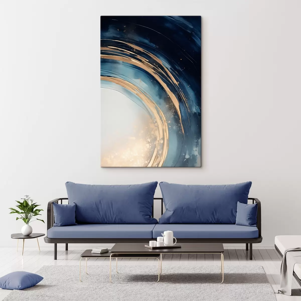 Fototapete Schmale, geschichtete Ringe über einem blassen Horizont s46489