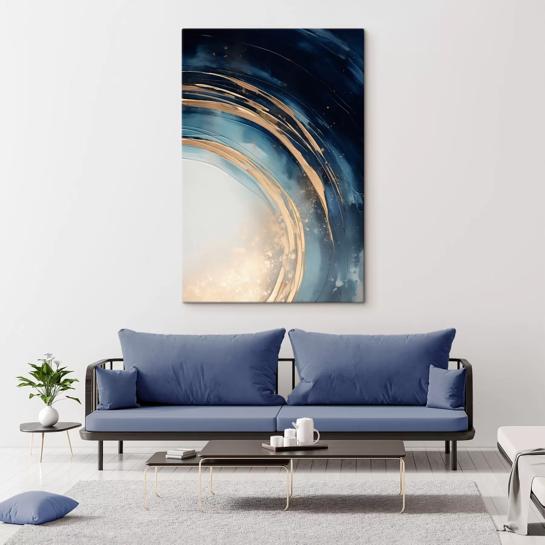 Fototapete Schmale, geschichtete Ringe über einem blassen Horizont s46489