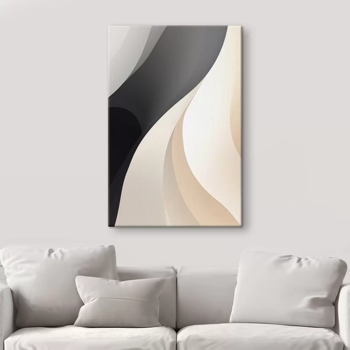 Fototapete Elegante, sich überlappende Kurven in Anthrazit, Elfenbein und Sand s46493