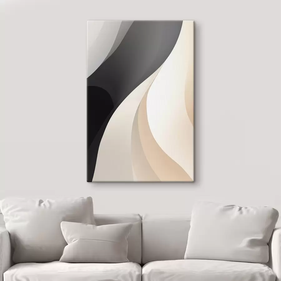 Fototapete Elegante, sich überlappende Kurven in Anthrazit, Elfenbein und Sand s46493