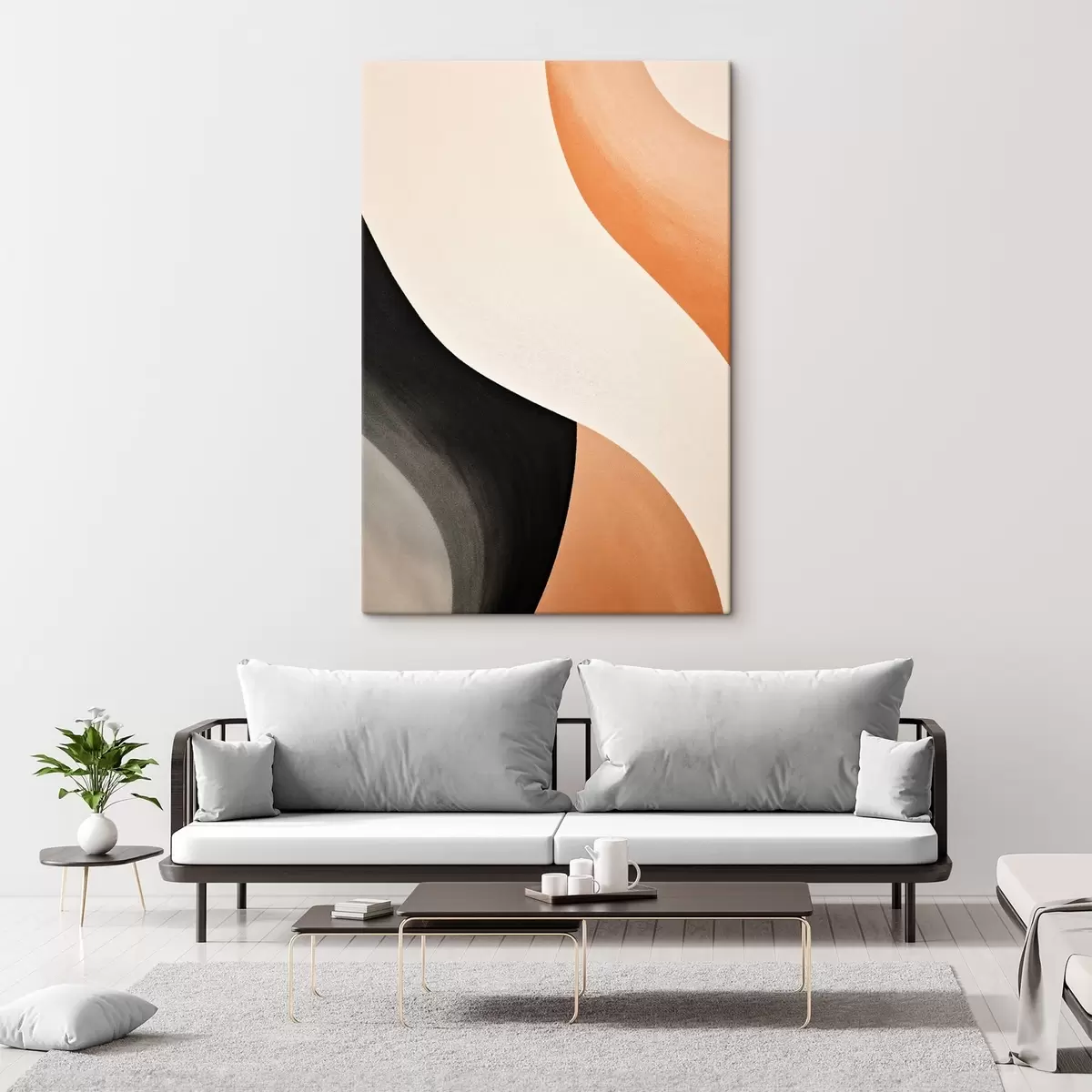 Fototapete Auffällige S-Kurve in Creme, Schwarz und Terrakotta-Akzenten s46495