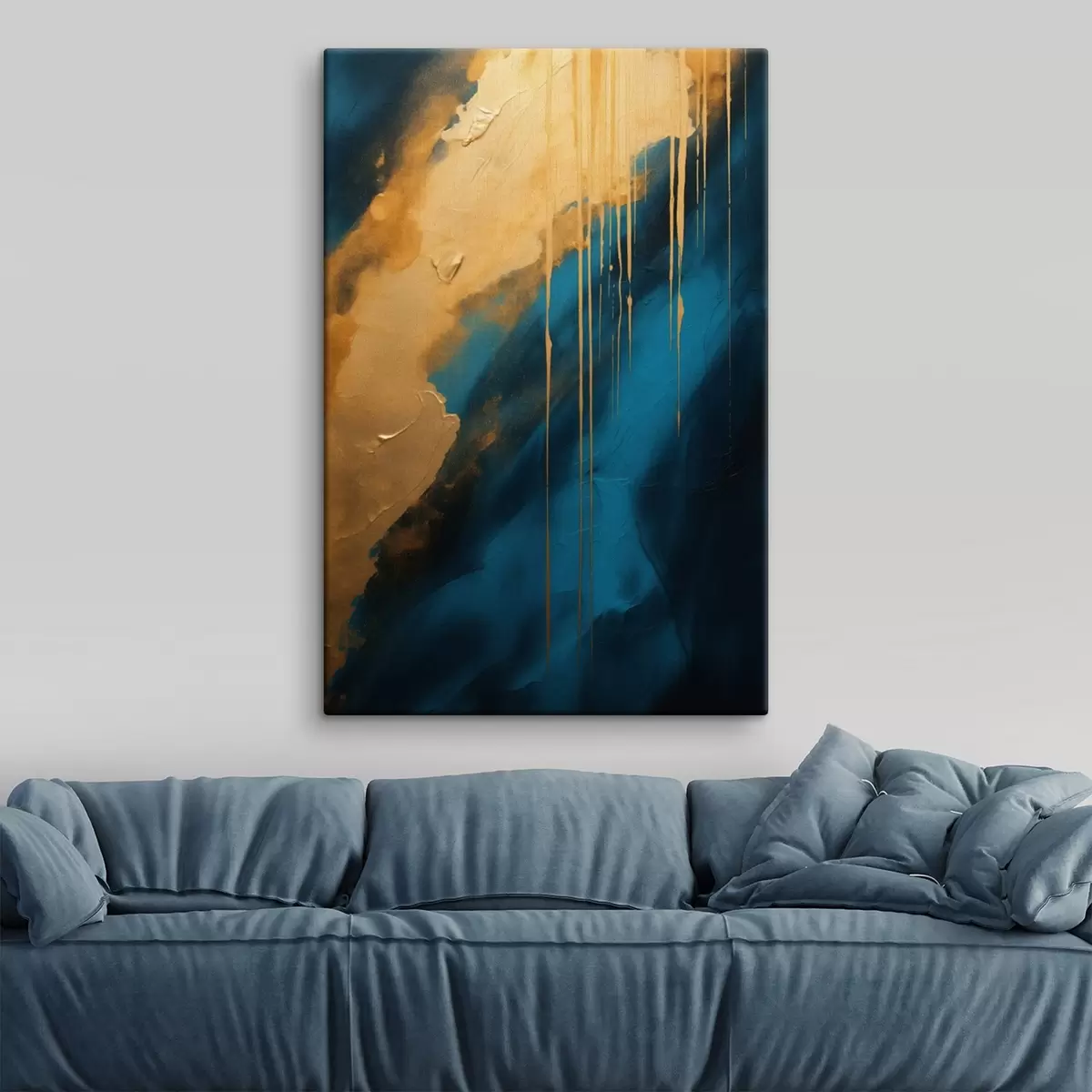 Fototapete Teal und tiefblaues Abstraktes mit fließenden warmen Akzenten s46509