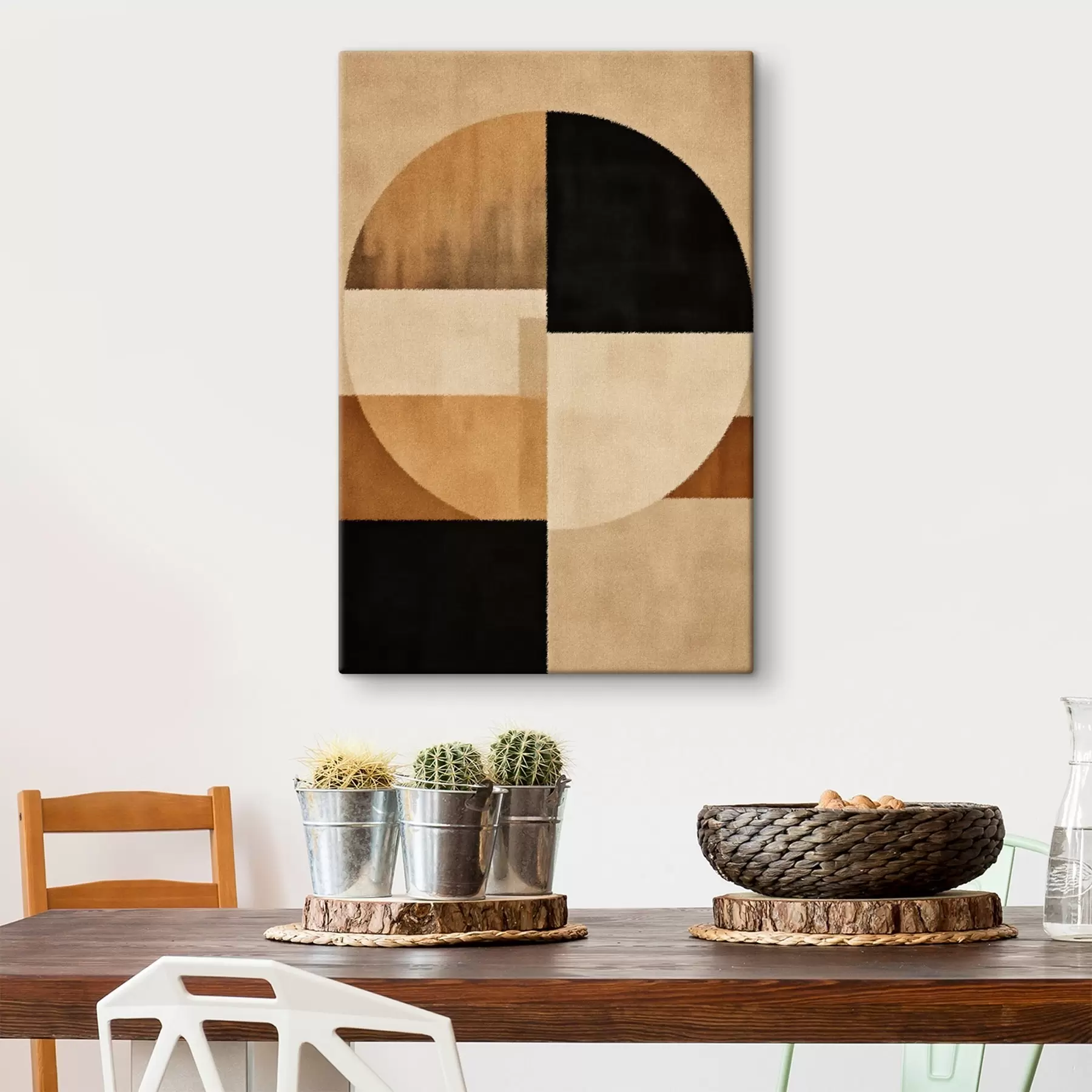 Fototapete Halbkreise und Quadrate in warmen Farbtönen, weiche Textur s46531