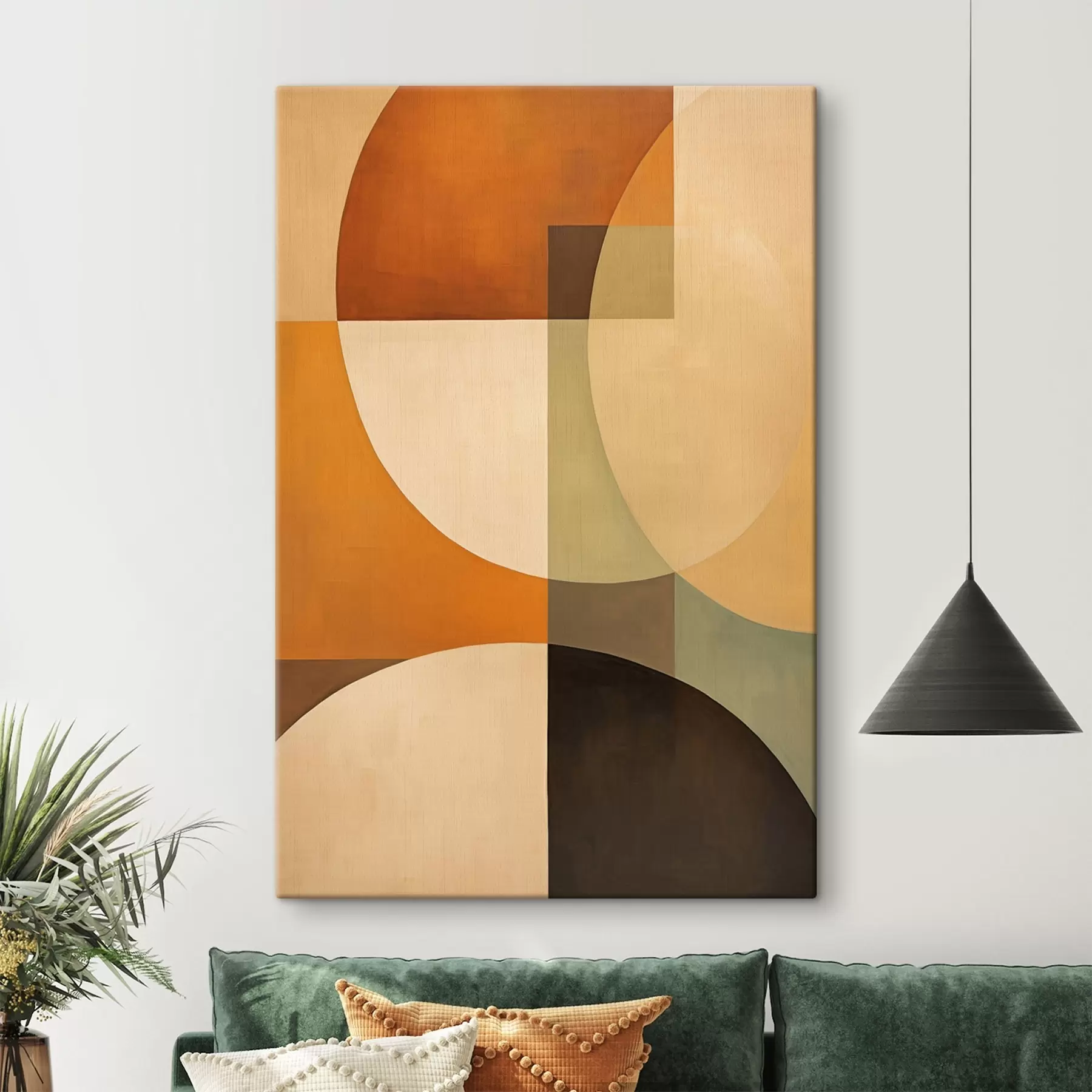 Fototapete Große sich überschneidende Formen in Terrakotta-Olivtönen s46533