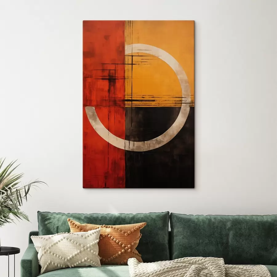 Fototapete Abstrakter Kreis auf rot-schwarzem Hintergrund mit Linien s46535