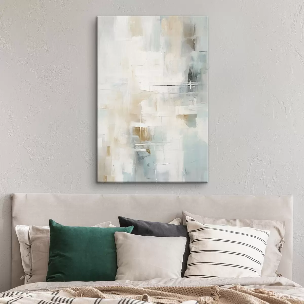 Fototapete Luftige Pinselstriche in Blau und Beige auf Weiß s46547