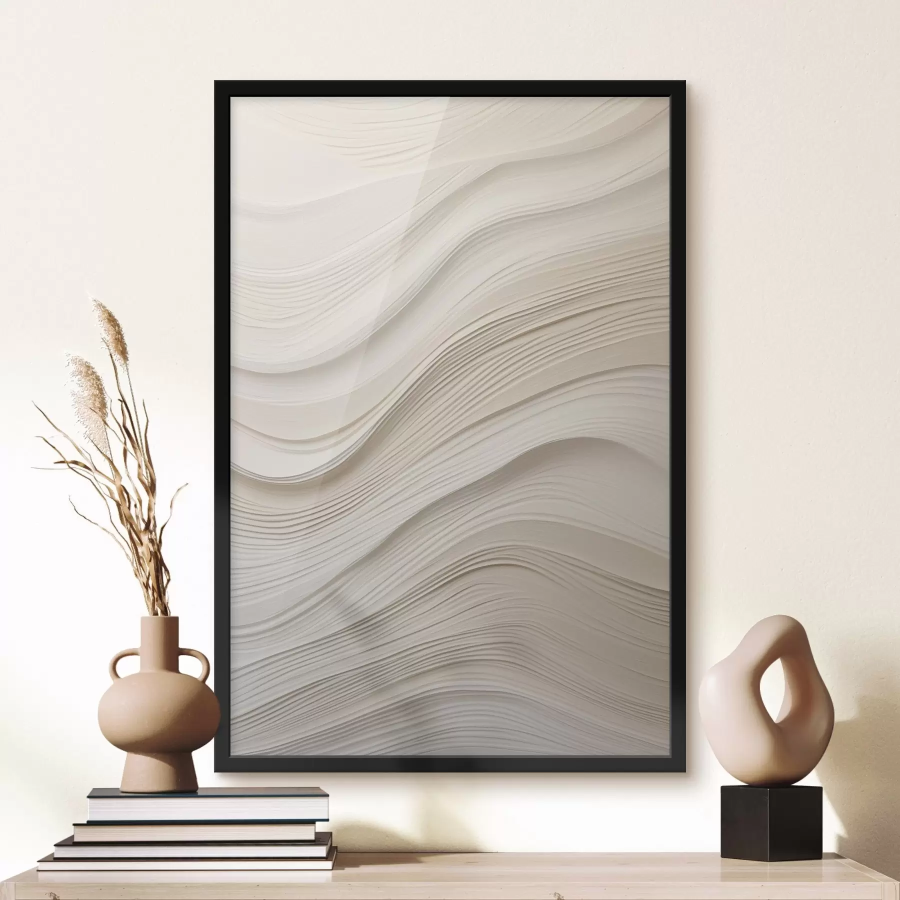 Fototapete Geschichtete Reliefwellen in Sandfarben, weiche Textur f46484