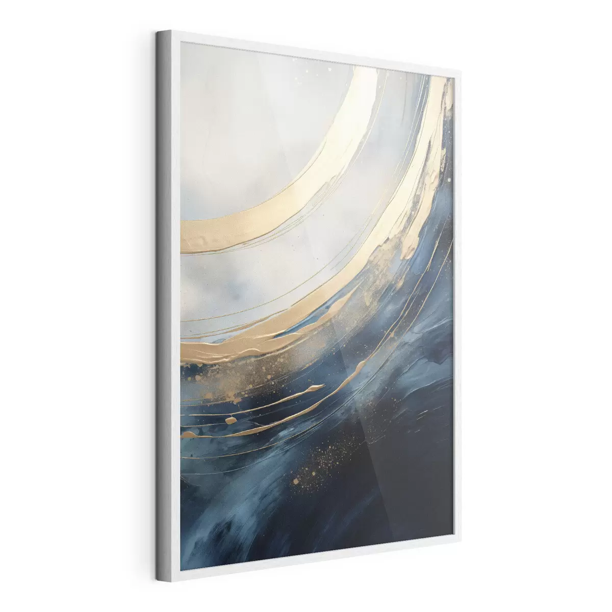 Poster Breite Leuchtbögen auf tiefblauem Hintergrund f46487