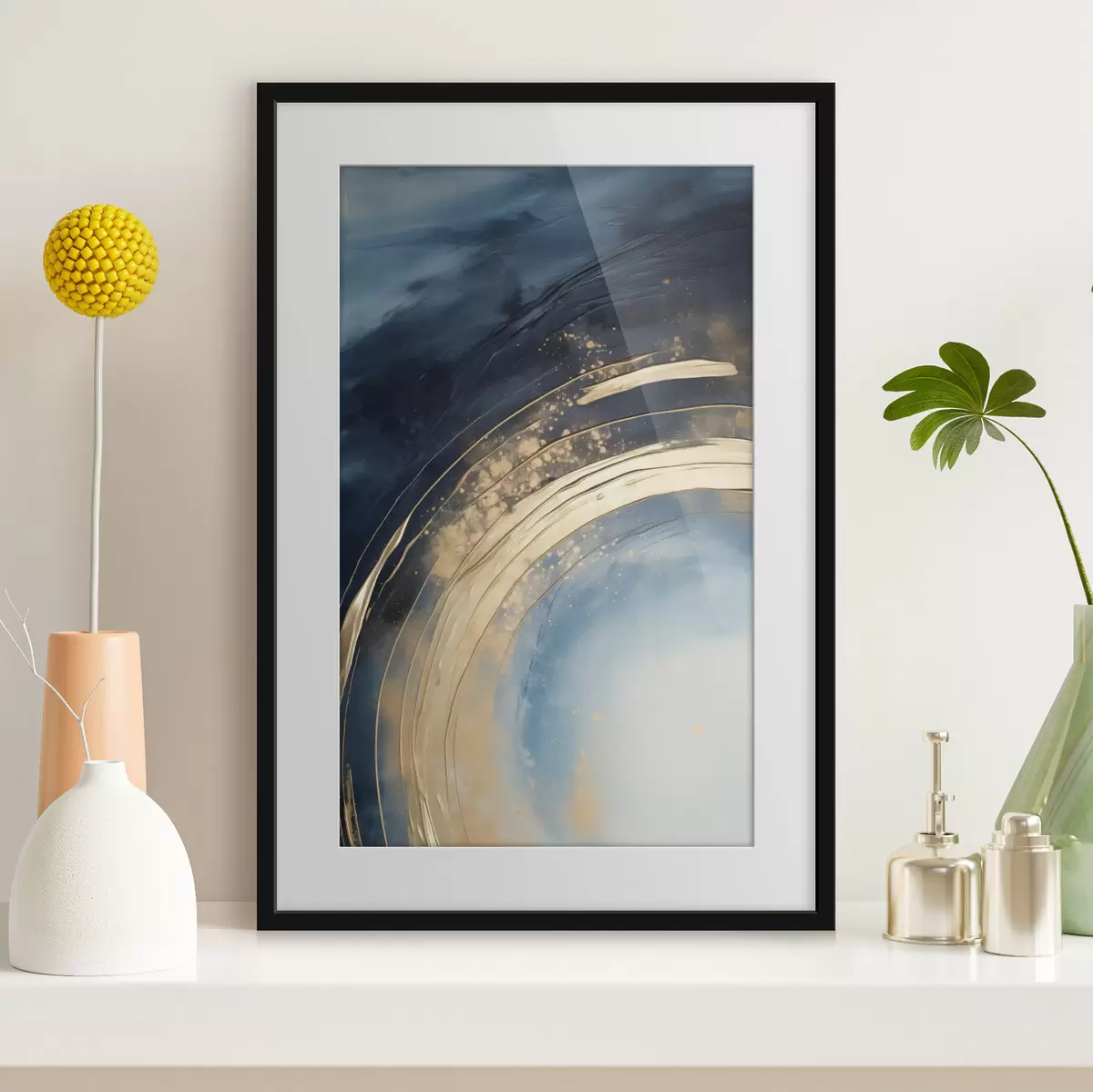 Poster Geschwungener Ring mit heller Mitte und gesprenkelter Glasur f46488