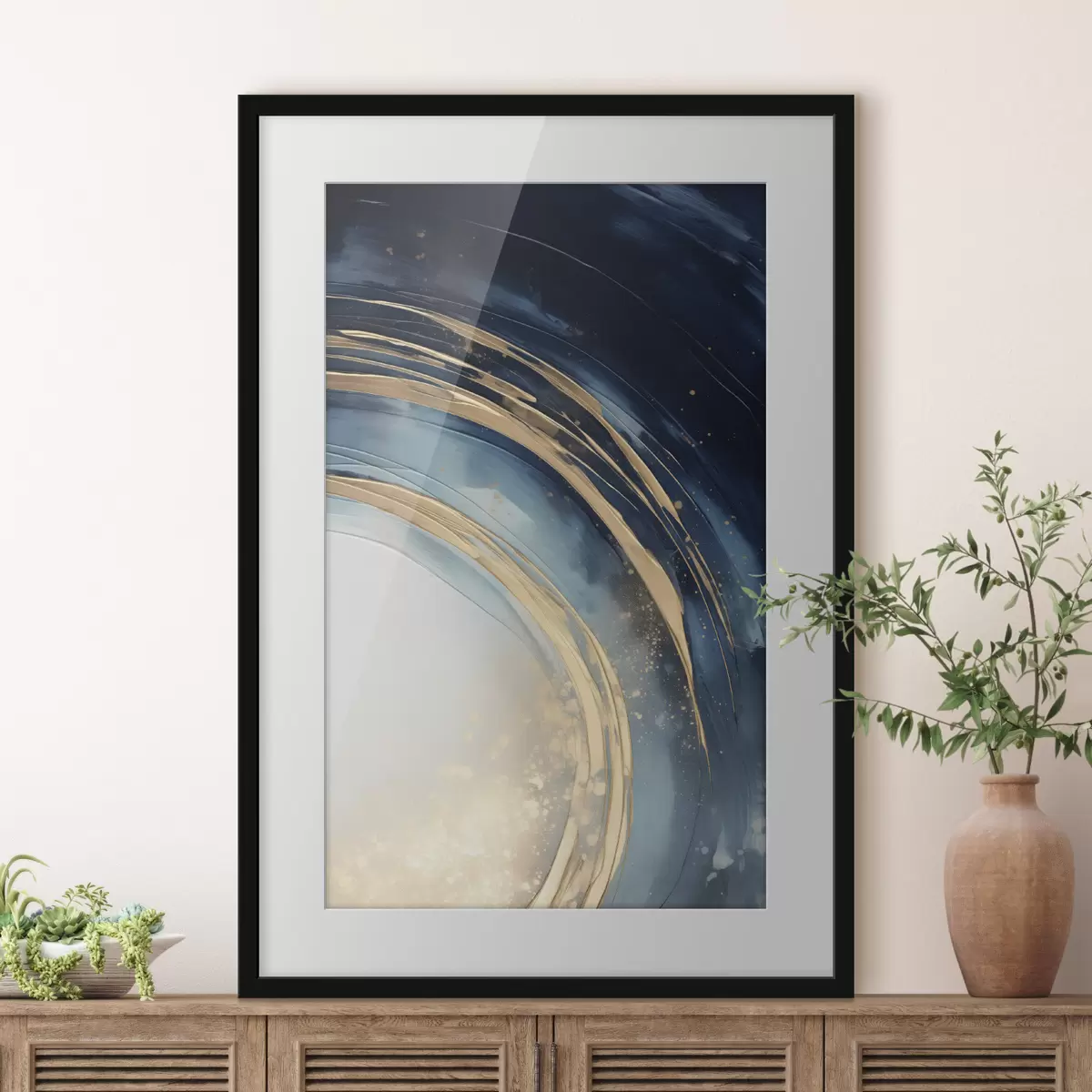 Poster Schmale, geschichtete Ringe über einem blassen Horizont f46489