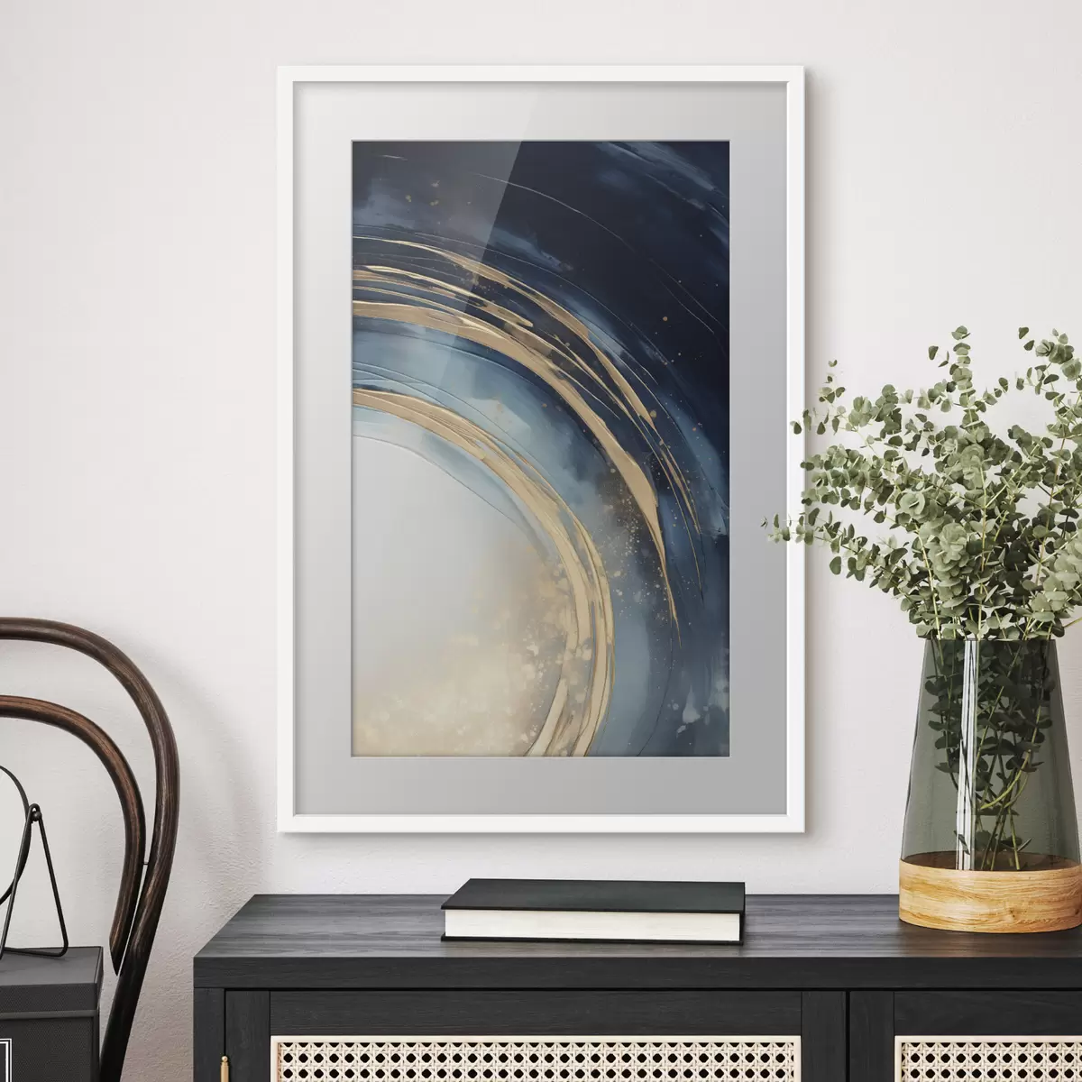 Poster Schmale, geschichtete Ringe über einem blassen Horizont f46489