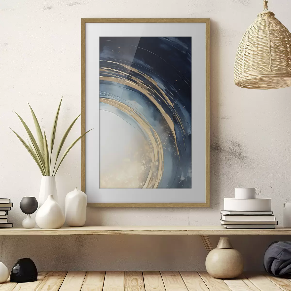 Poster Schmale, geschichtete Ringe über einem blassen Horizont f46489