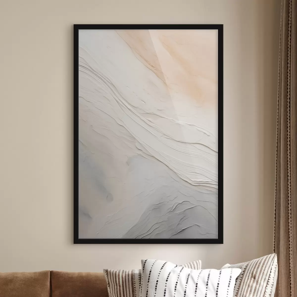 Poster Strukturierter Putz in sanften Elfenbein- und Sandtönen f46510