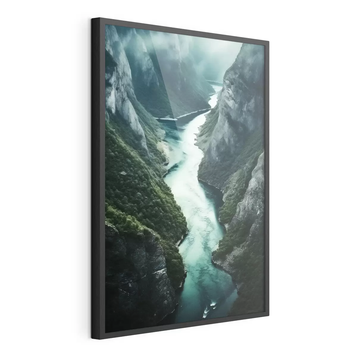 Poster Enge Schlucht mit türkisfarbenem Wasserstrom von oben f46522