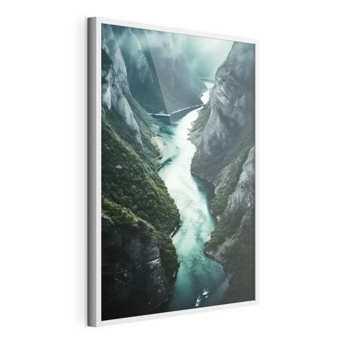 Poster Enge Schlucht mit türkisfarbenem Wasserstrom von oben f46522