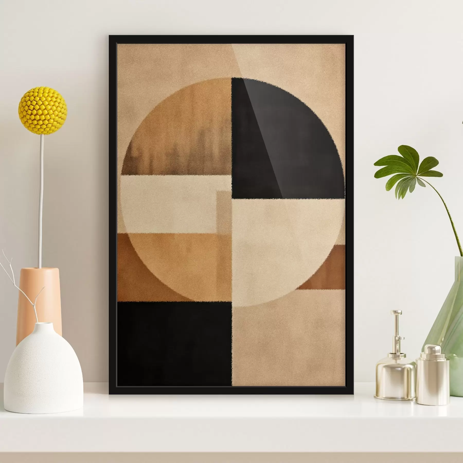 Fototapete Halbkreise und Quadrate in warmen Farbtönen, weiche Textur f46531