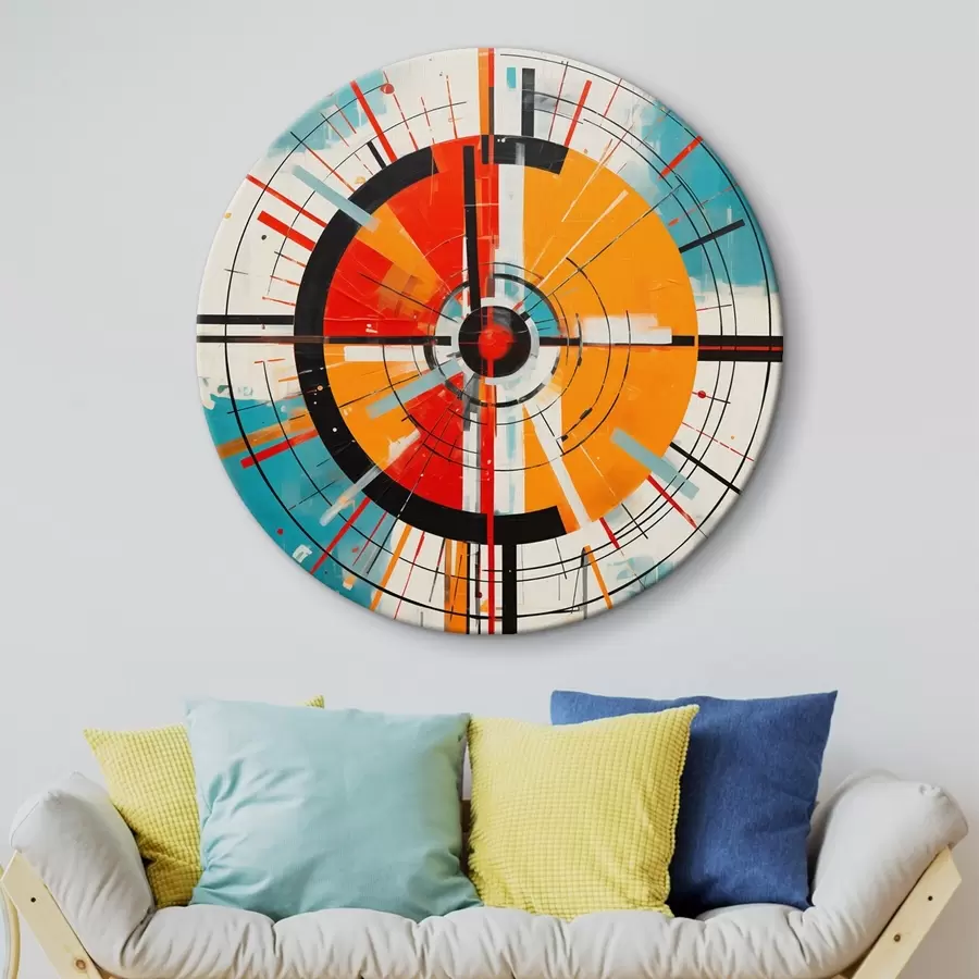 Fototapete Konzentrisches Ziel mit blaugrünen und orangefarbenen Segmenten r46486