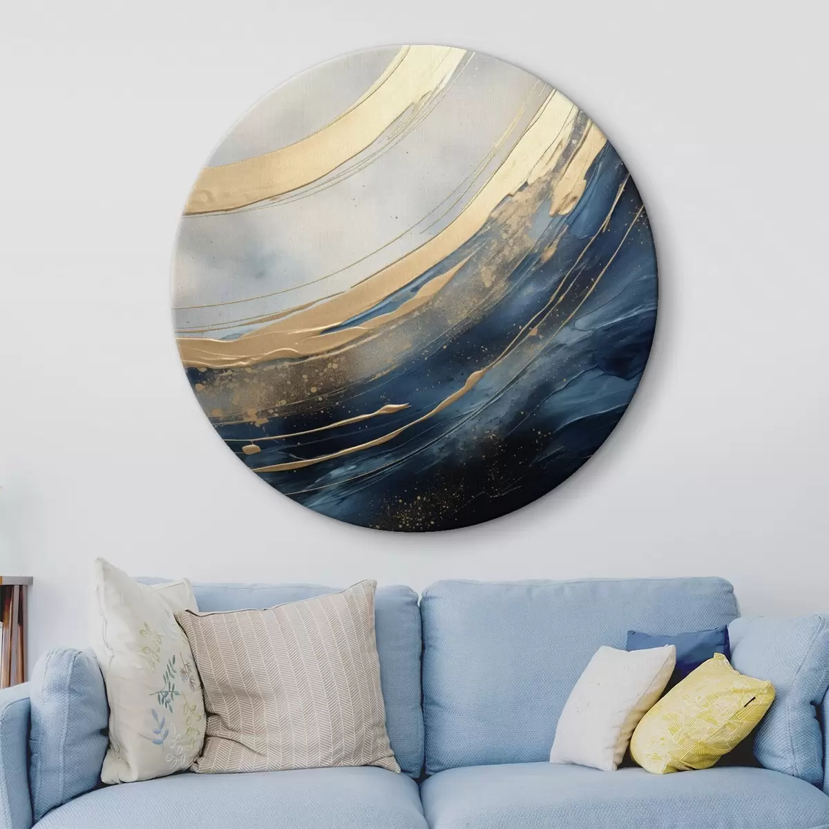 Runde Wandbilder Breite Leuchtbögen auf tiefblauem Hintergrund r46487