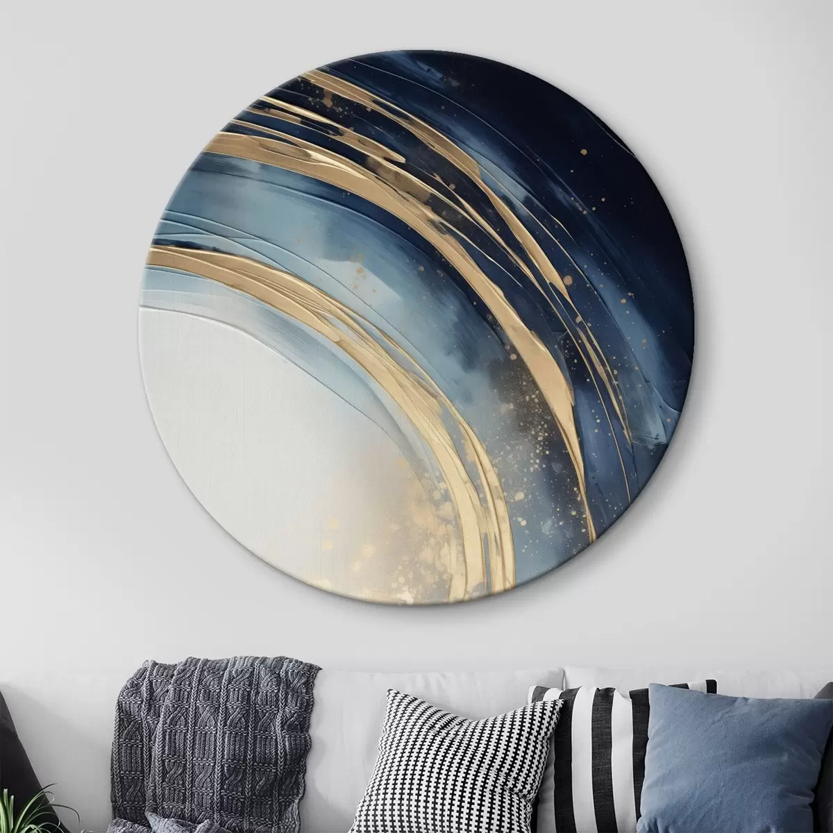 Runde Wandbilder Schmale, geschichtete Ringe über einem blassen Horizont r46489