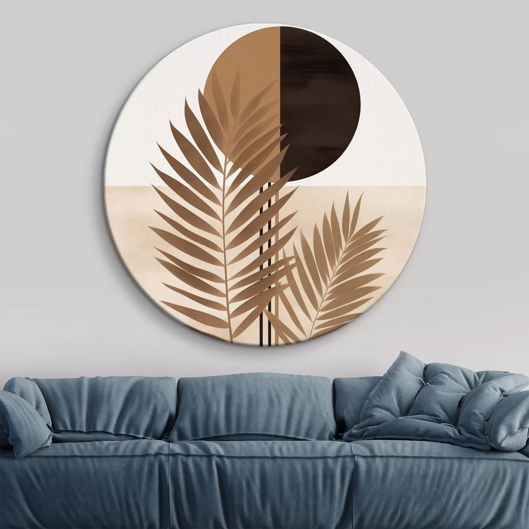 Fototapete Zwei Palmwedel mit geteiltem Sonnenmotiv r46491