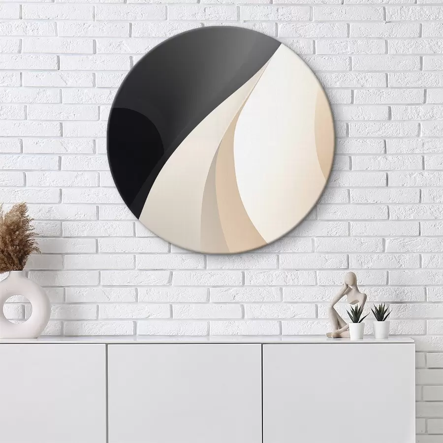 Fototapete Elegante, sich überlappende Kurven in Anthrazit, Elfenbein und Sand r46493