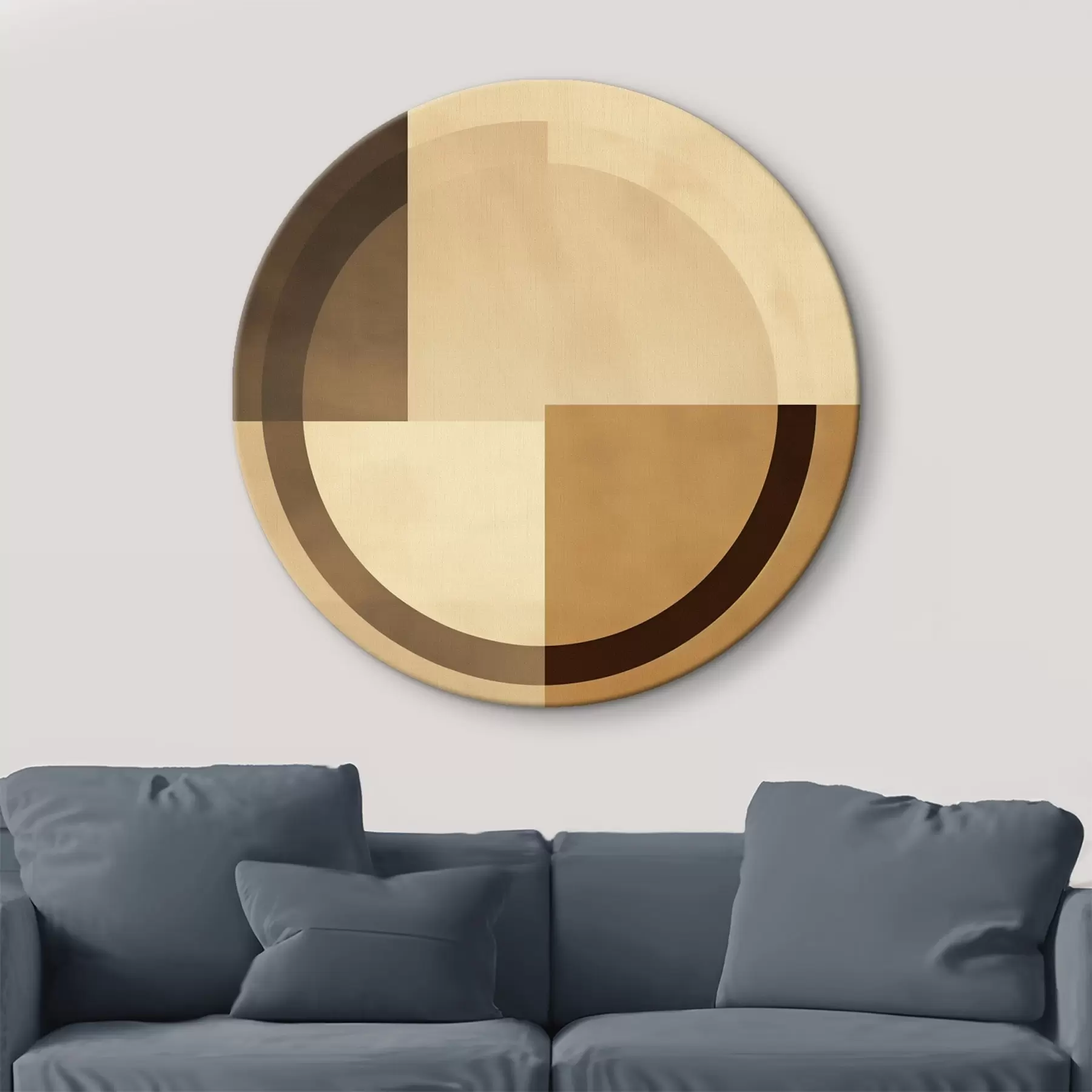 Fototapete Gedeckte Quadrate mit durchscheinendem Ring, warme Erdfarben r46498