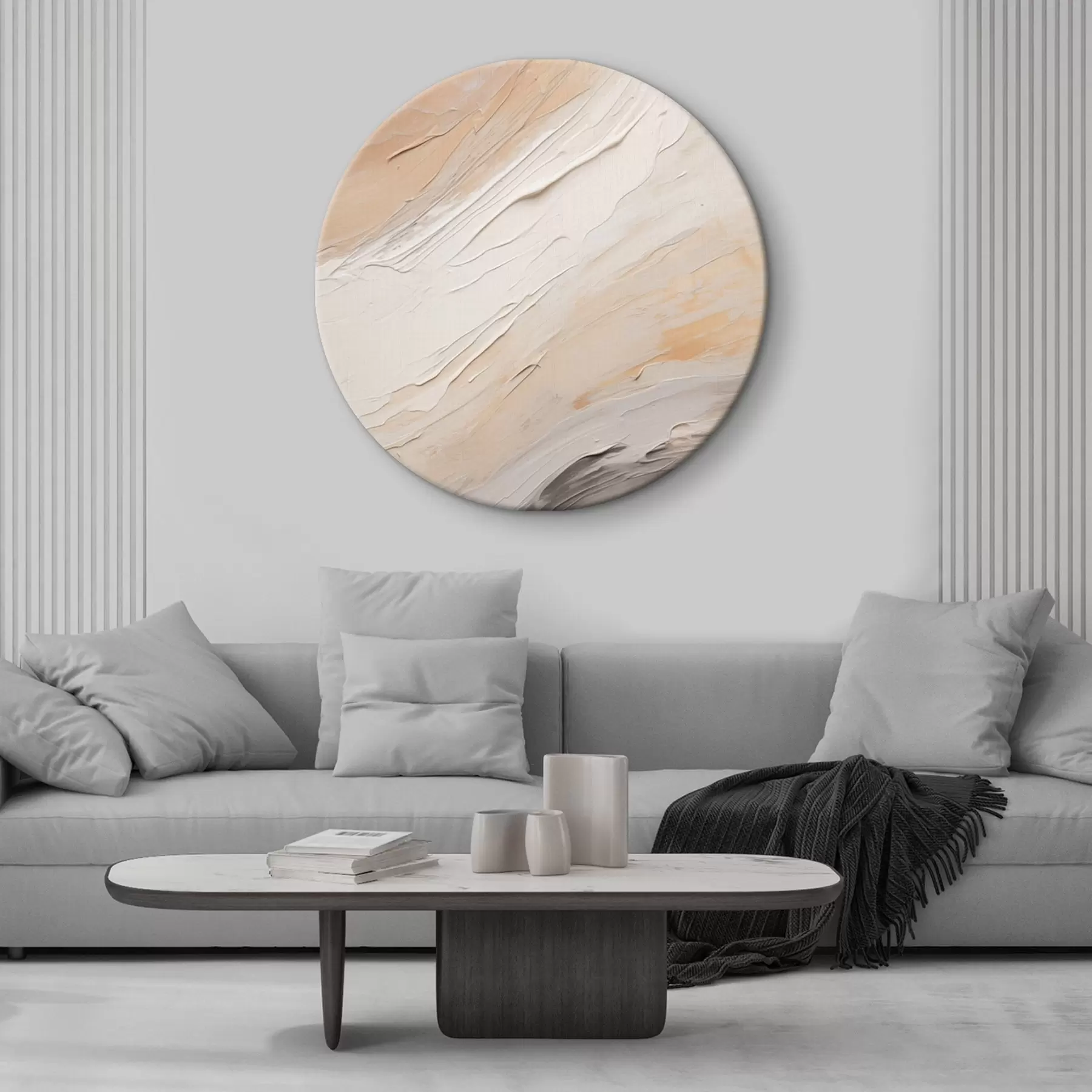 Fototapete Strukturierter Putz in warmen Beigetönen mit sanftem Grau r46511