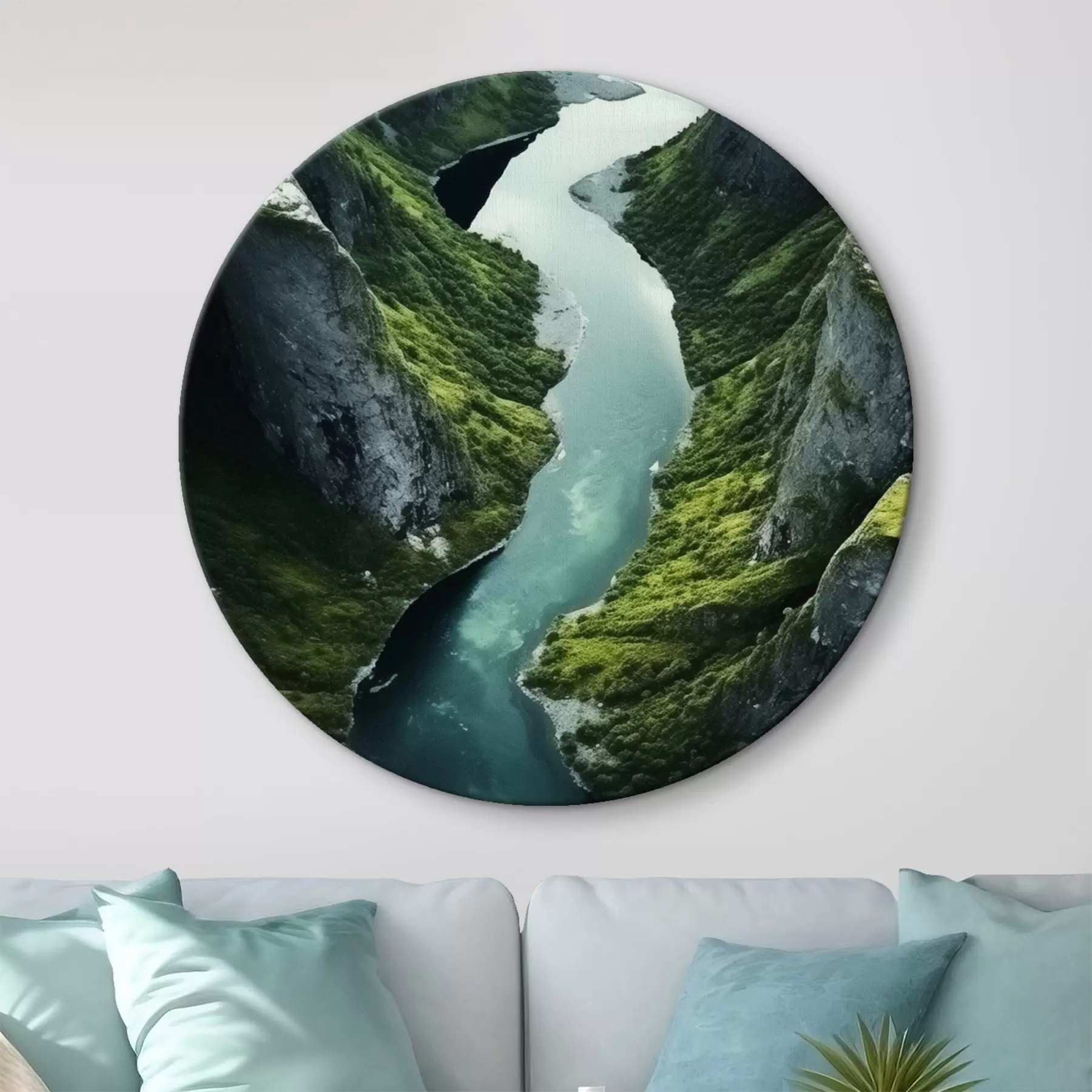 Fototapete Fluss, der sich zwischen Klippen schlängelt, Luftaufnahme r46521