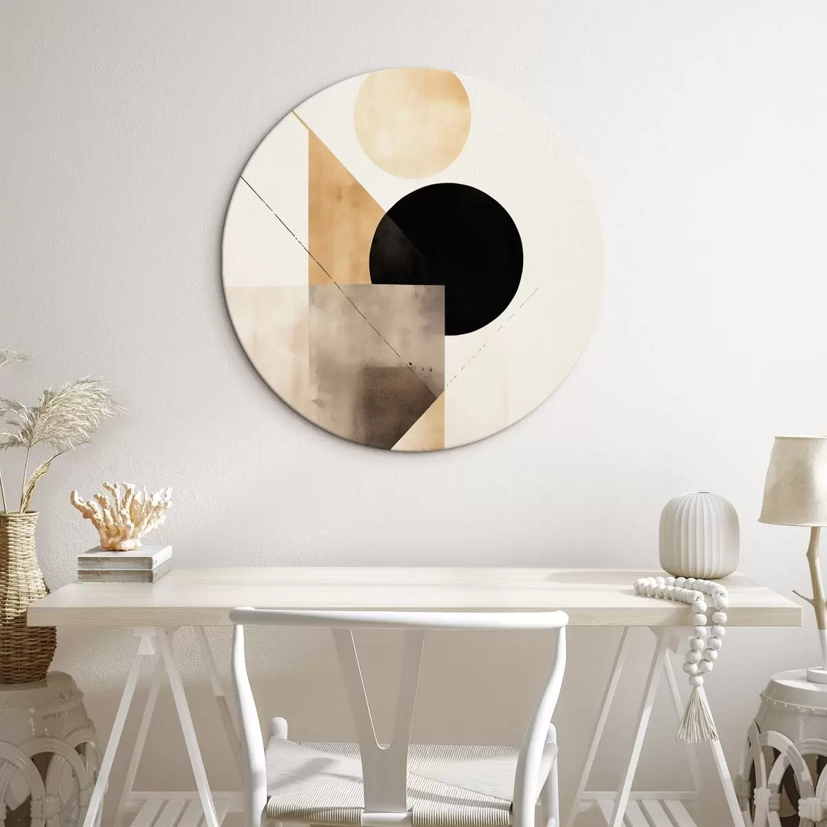 Runde Wandbilder Minimale Komposition: Kreis, Dreieck und Ebenen r46532