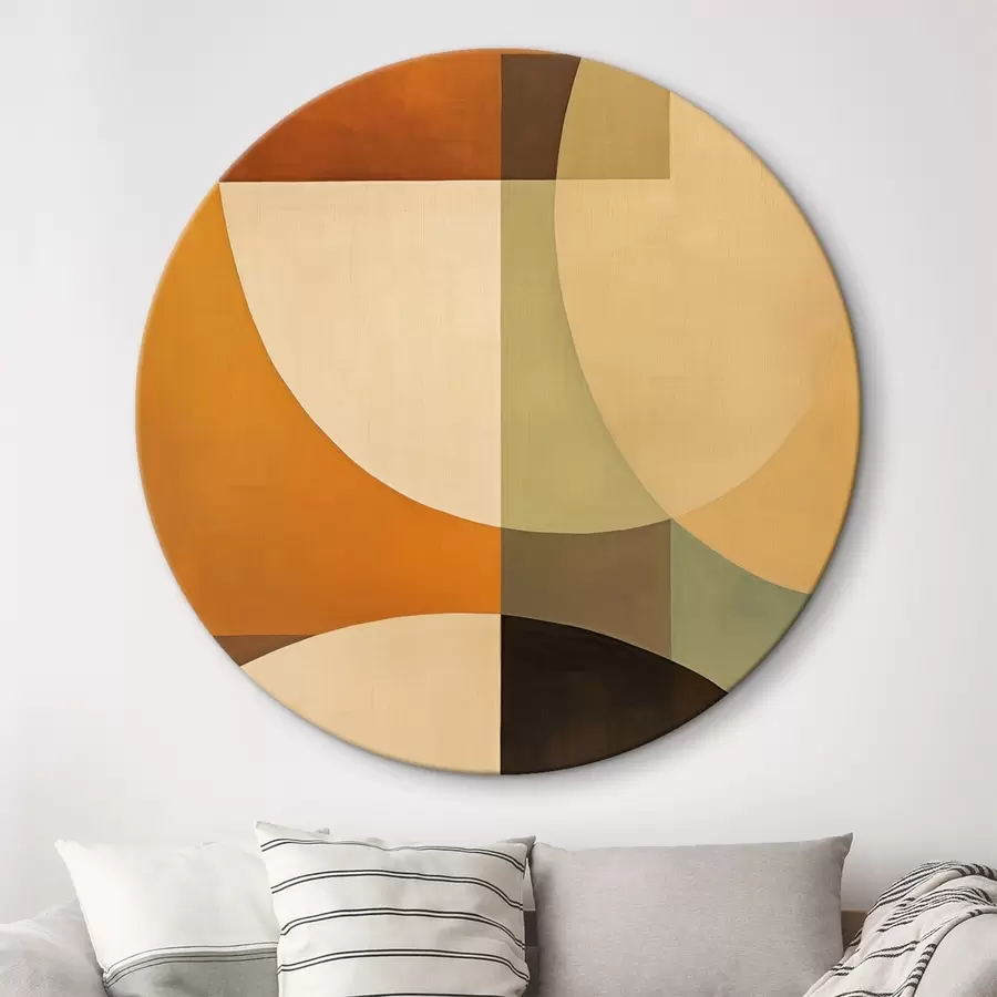 Fototapete Große sich überschneidende Formen in Terrakotta-Olivtönen r46533