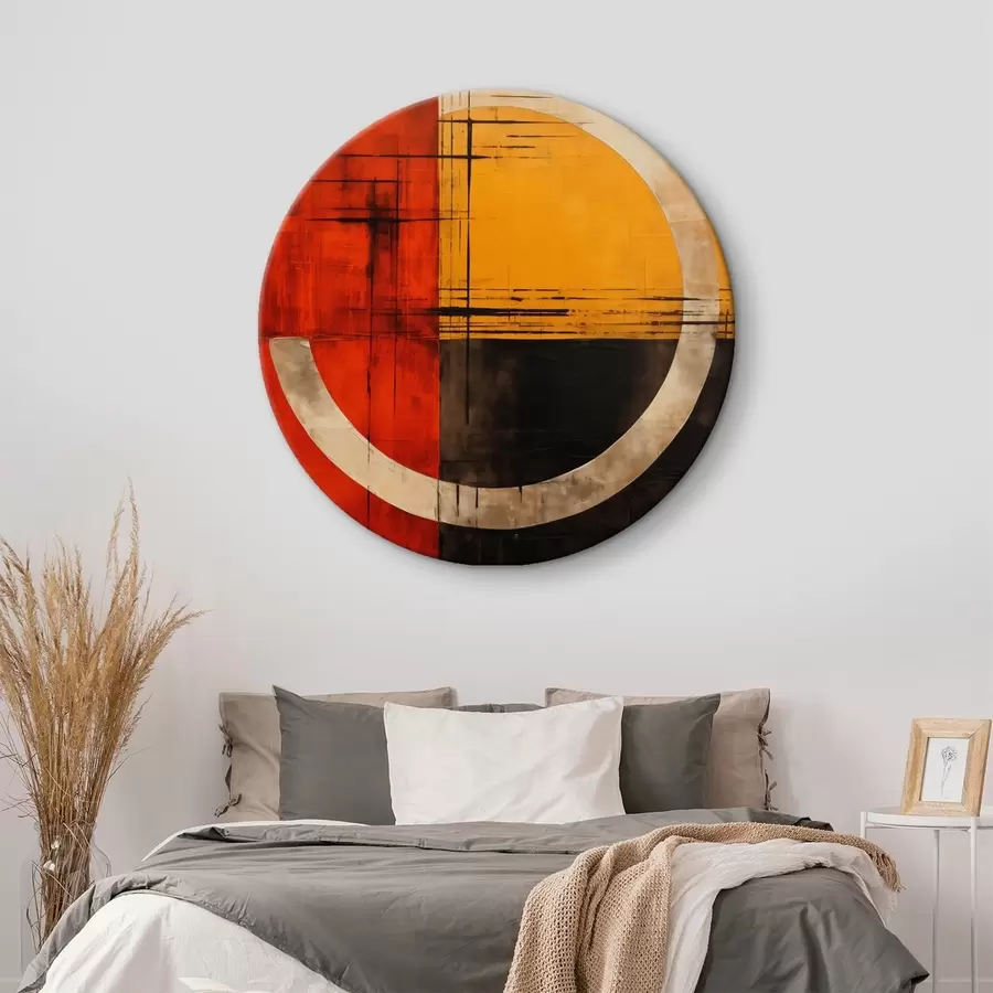 Fototapete Abstrakter Kreis auf rot-schwarzem Hintergrund mit Linien r46535