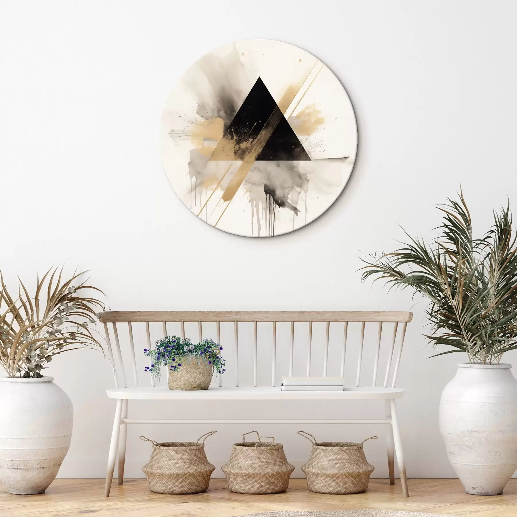 Fototapete Geometrie: schwarzes Dreieck mit hellen Sprenkeln und Linien r46540