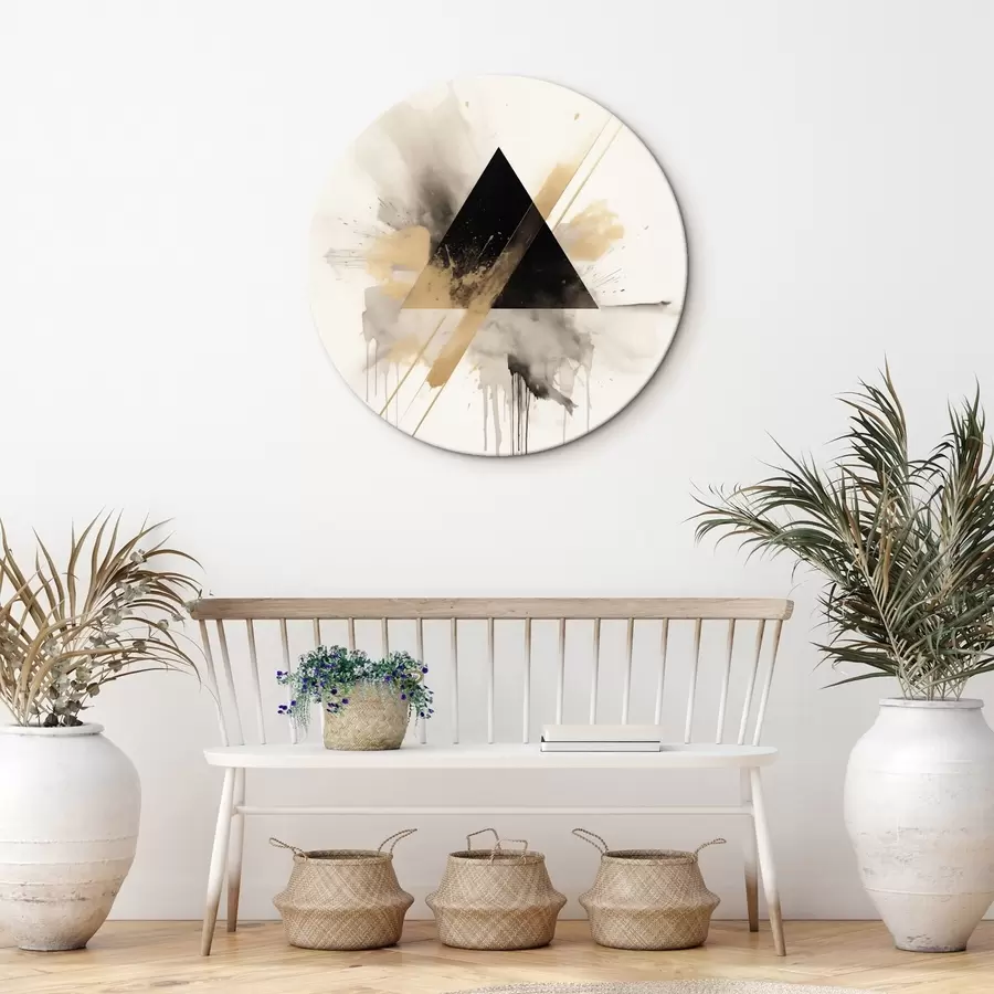 Fototapete Geometrie: schwarzes Dreieck mit hellen Sprenkeln und Linien r46540