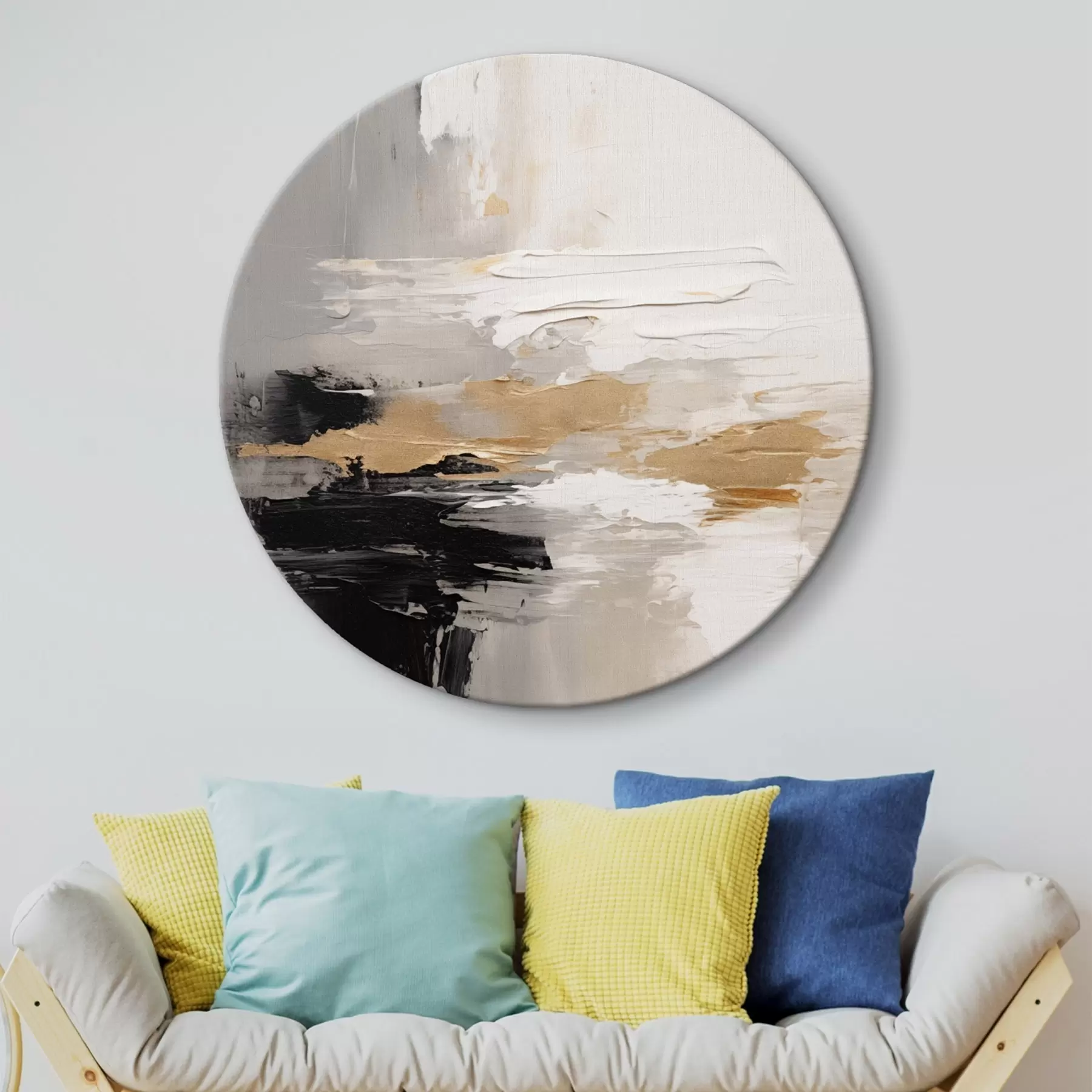 Fototapete Nudefarbene Striche mit kontrastierender schwarzer und ockerfarbener Schicht r46544