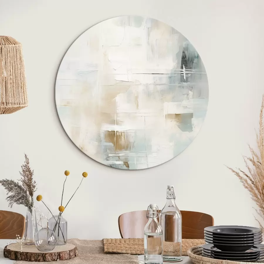 Fototapete Luftige Pinselstriche in Blau und Beige auf Weiß r46547