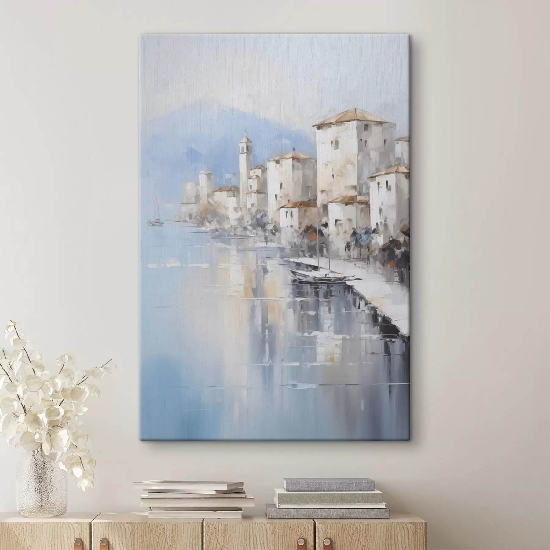 Fototapete Abstrakte Häuser an der Bucht, Nachahmung eines Gemäldes s46673