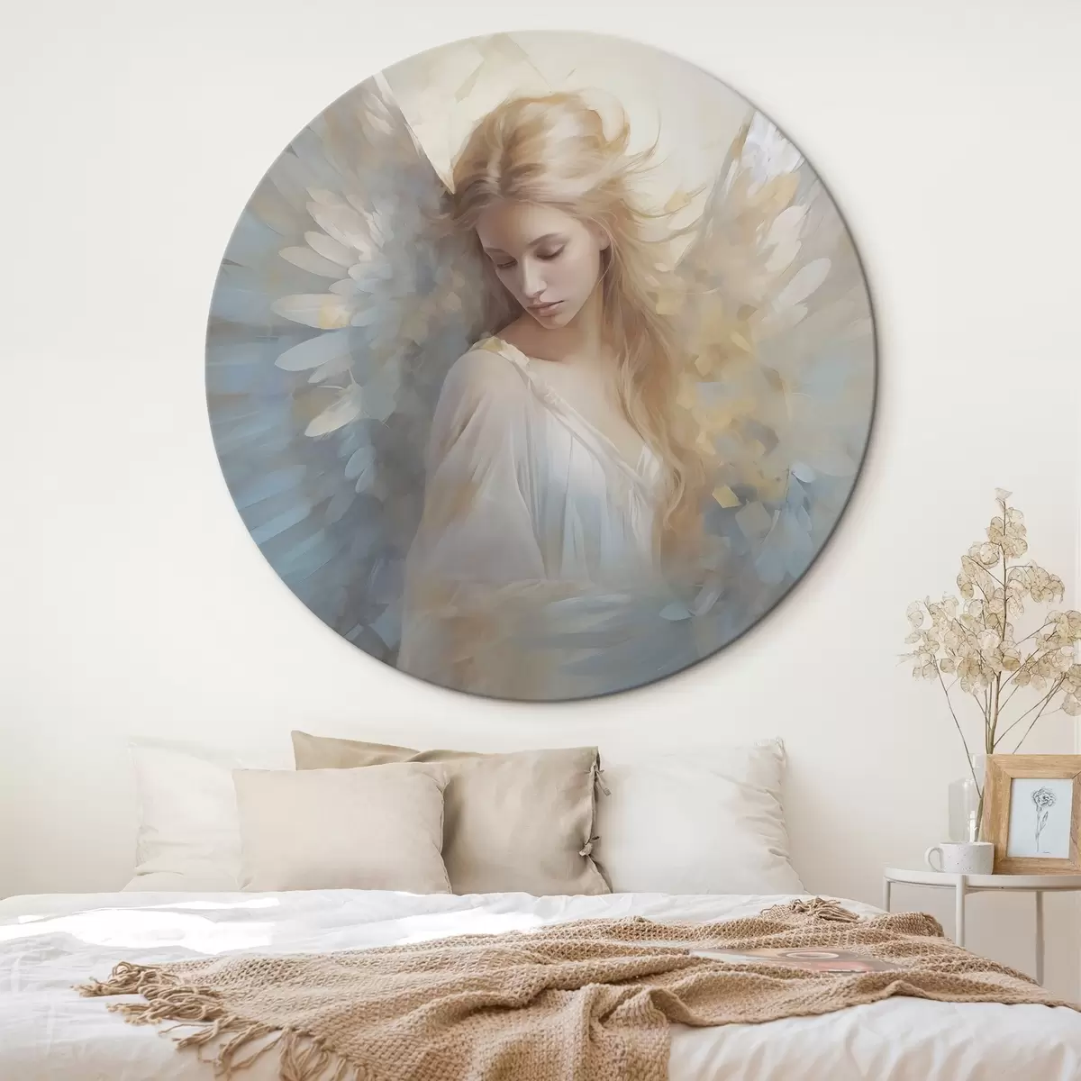 Runde Wandbilder Engel abstrakte Malerei Imitation r46682