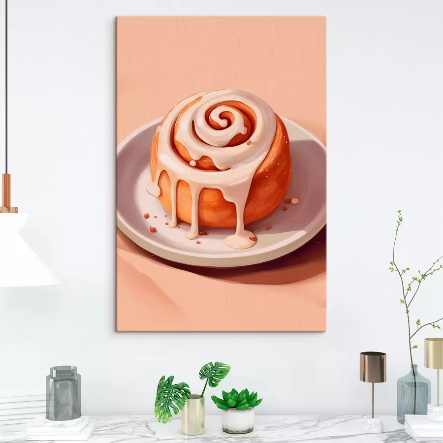 Fototapete Zimtschnecke mit Sahne-Glasur s46624