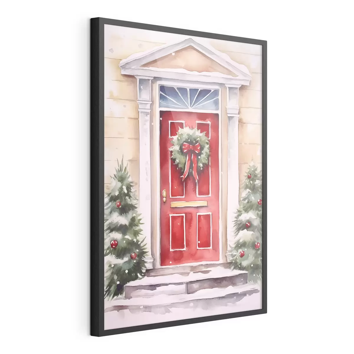 Poster Weihnachts-Tür mit Kranz f46622