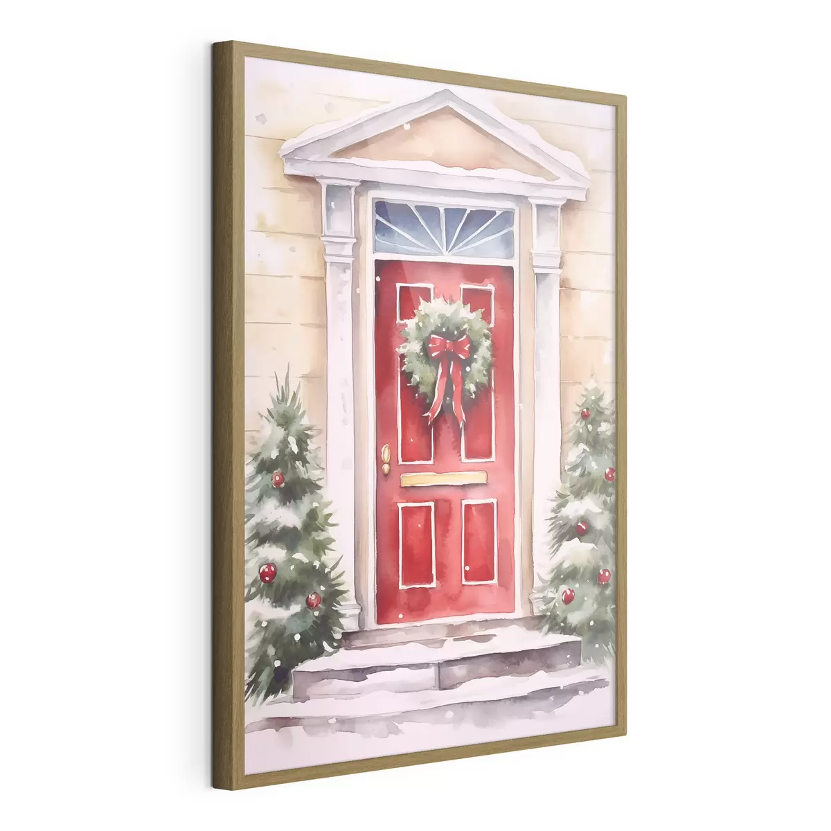 Poster Weihnachts-Tür mit Kranz f46622