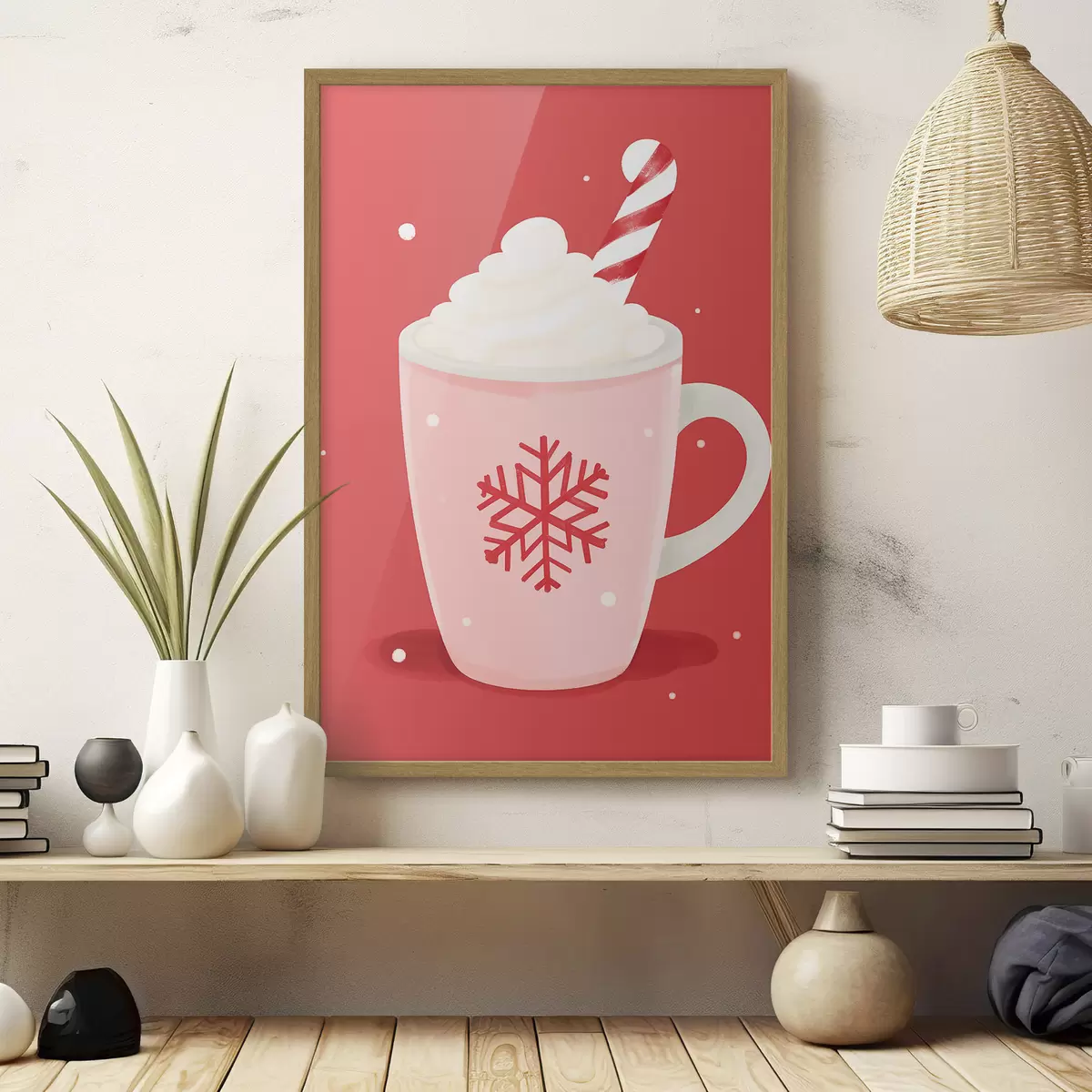 Poster Weihnachts-Kakao mit Sahne und Zuckerstange f46625