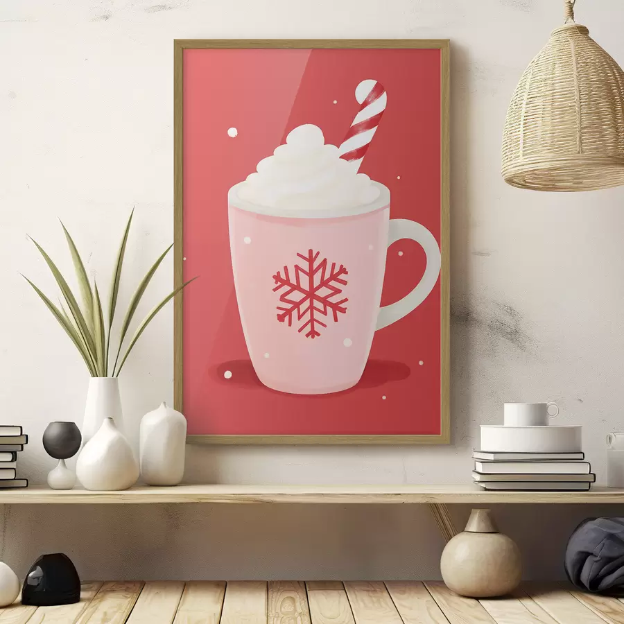 Fototapete Weihnachts-Kakao mit Sahne und Zuckerstange f46625