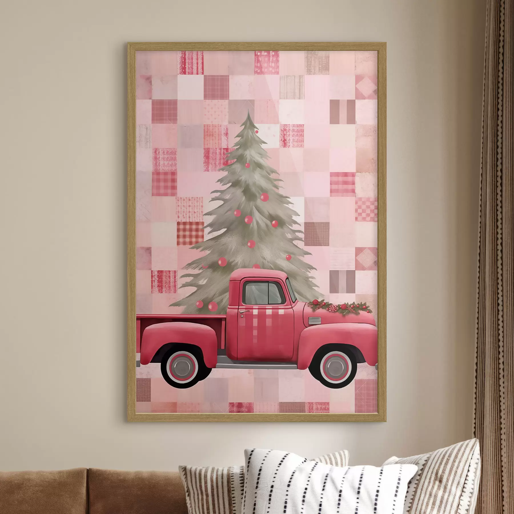 Fototapete Retro-Lkw mit Weihnachtsbaum f46632