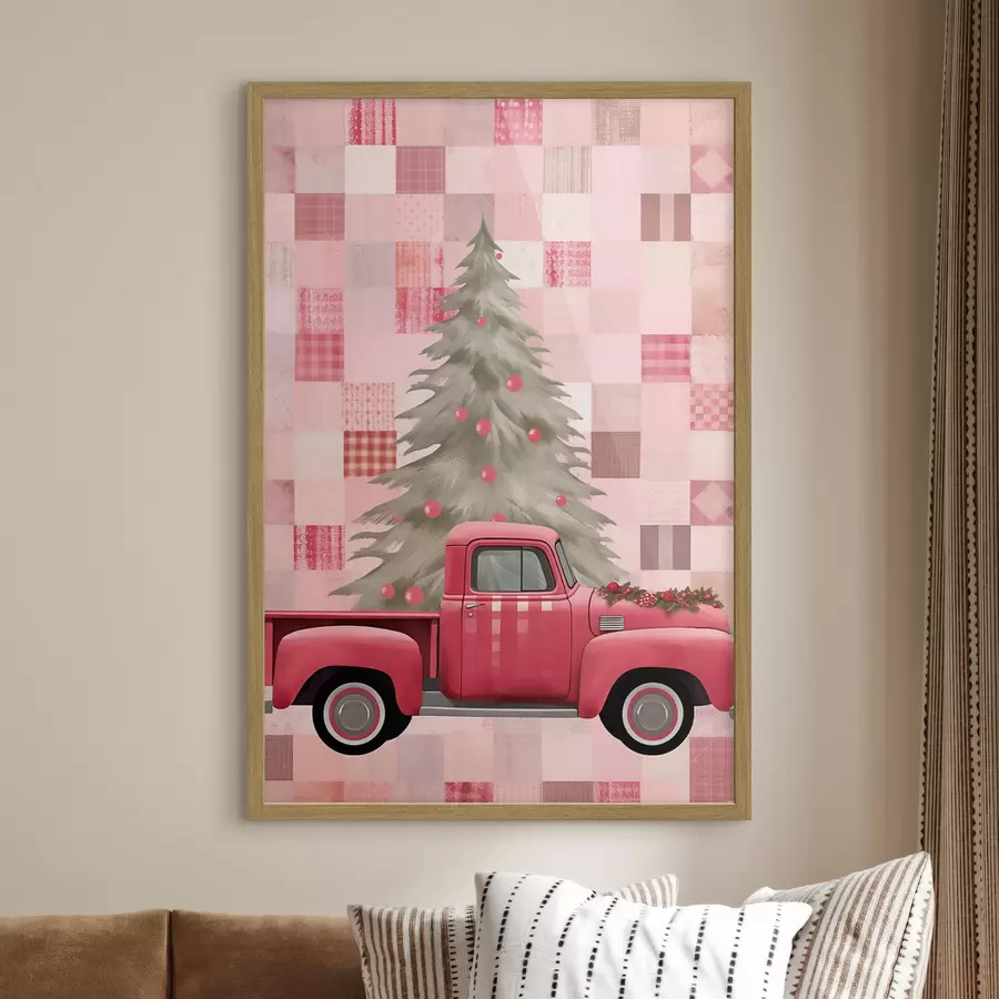 Fototapete Retro-Lkw mit Weihnachtsbaum f46632
