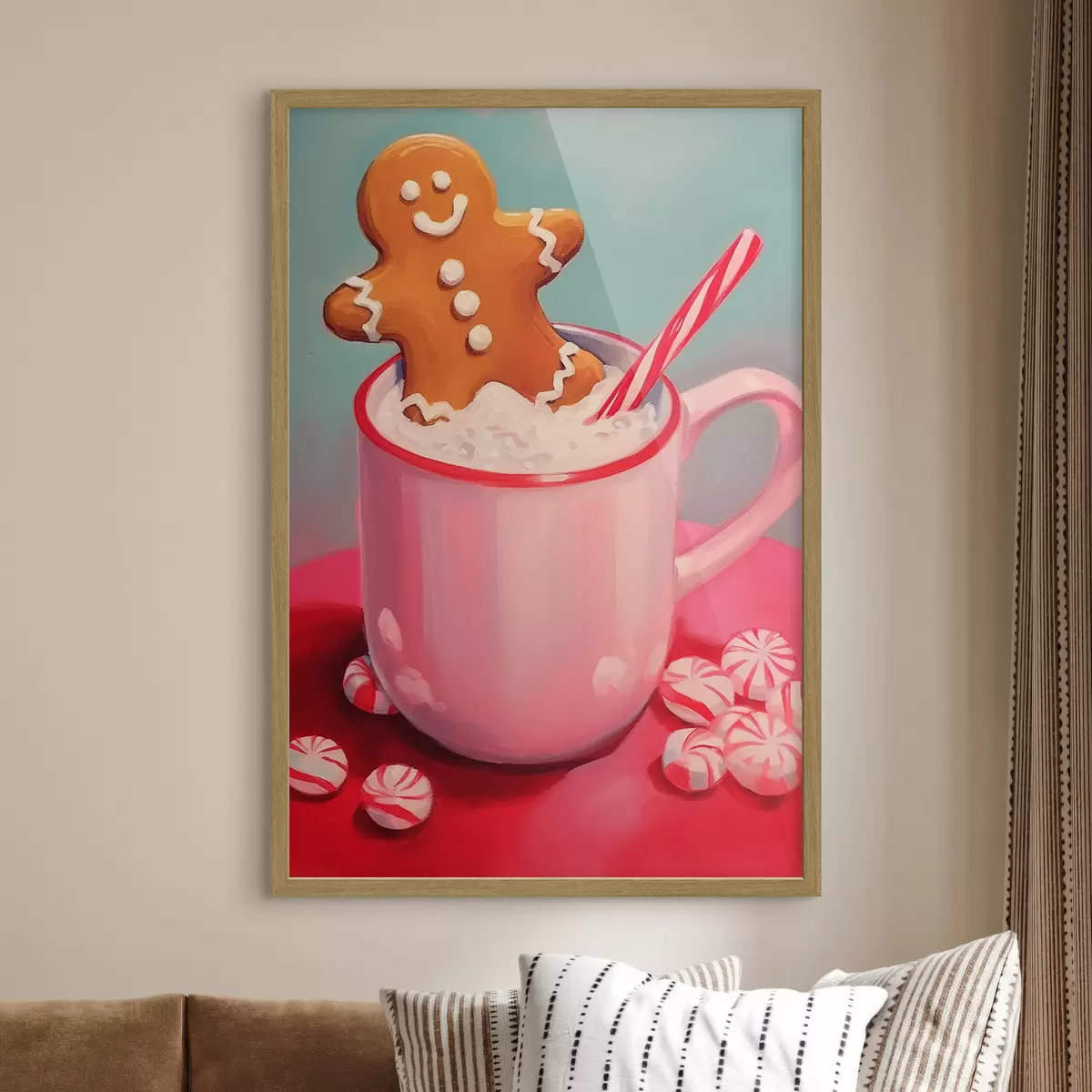 Poster Lebkuchenmann in einer Tasse heißer Schokolade f46635
