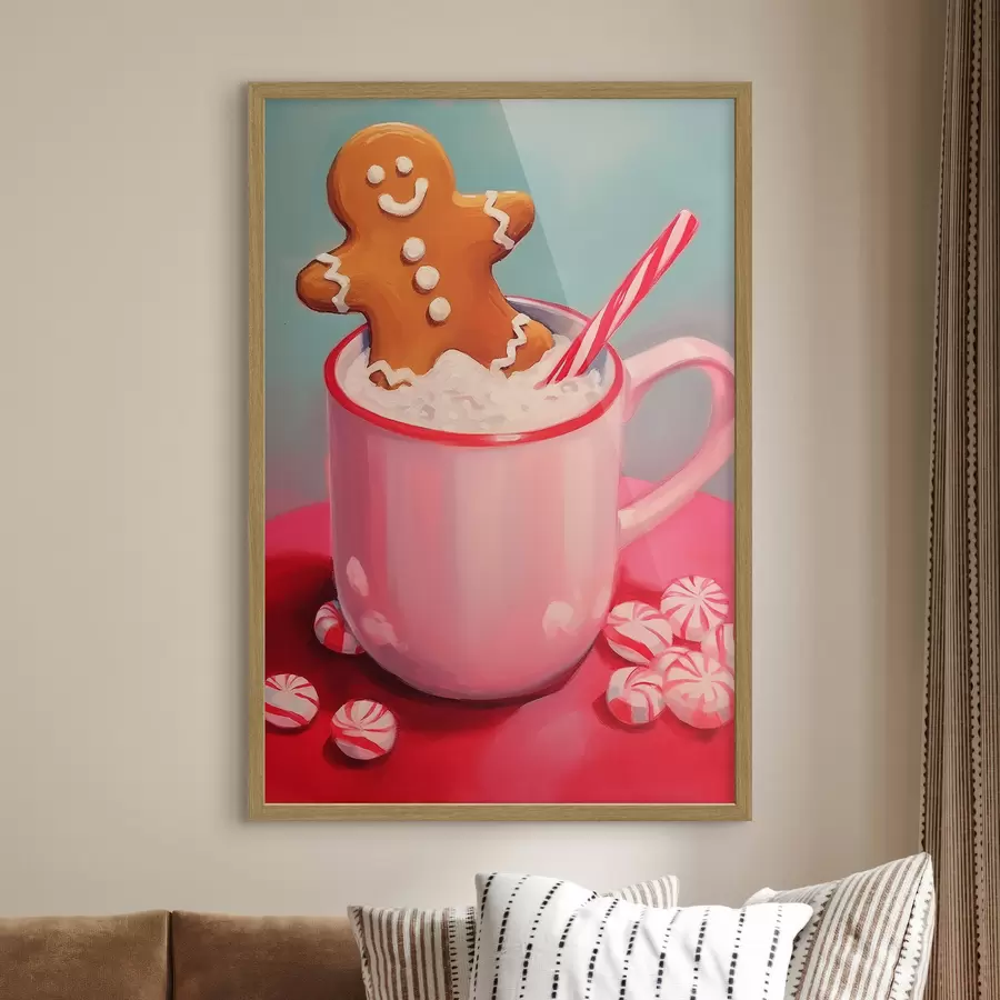 Fototapete Lebkuchenmann in einer Tasse heißer Schokolade f46635