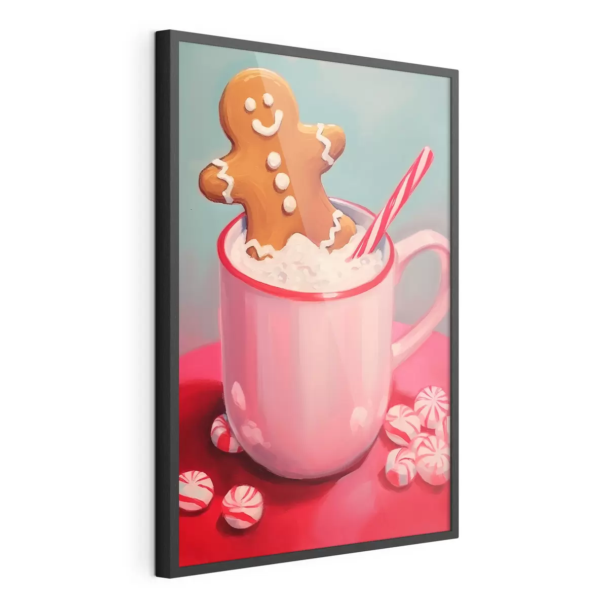 Poster Lebkuchenmann in einer Tasse heißer Schokolade f46635
